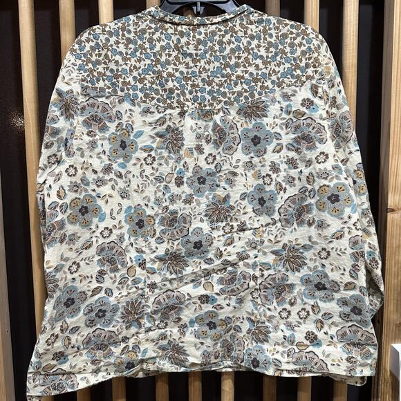 Quizz Woman Shirt Womens 20W Green Brown Floral Button Front Boho Blouse Top - Picture 4 of 7